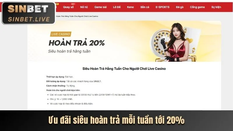 Hoàn trả casino hàng tuần tại ga65 bet